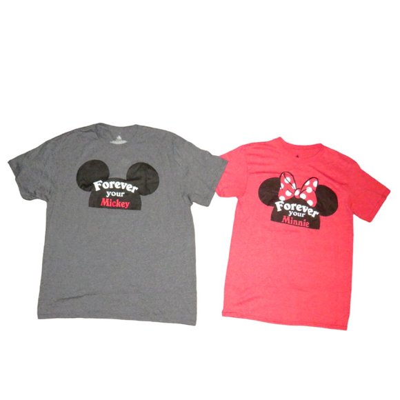 Disney Couples Set Forever Yours T-Shirts Minnie Size Small, Mickey Size Large - Picture 2 of 12